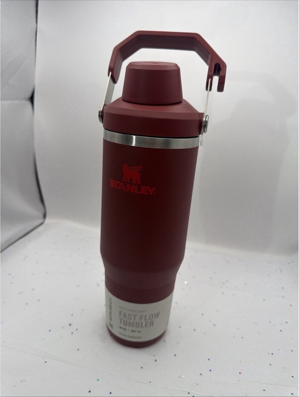 IceFlow Tumbler 30 oz Cranberry Fast Flow Lid Handle Stainless Steel Vacuum NEW